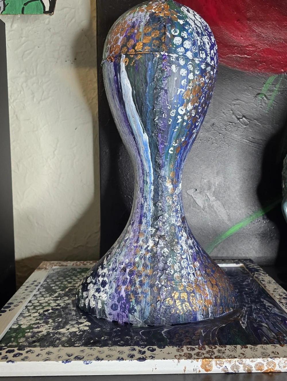 HANDCRAFTED Upcycled Installation Artwork HANDPAINTED Tabletop Art Decor 11